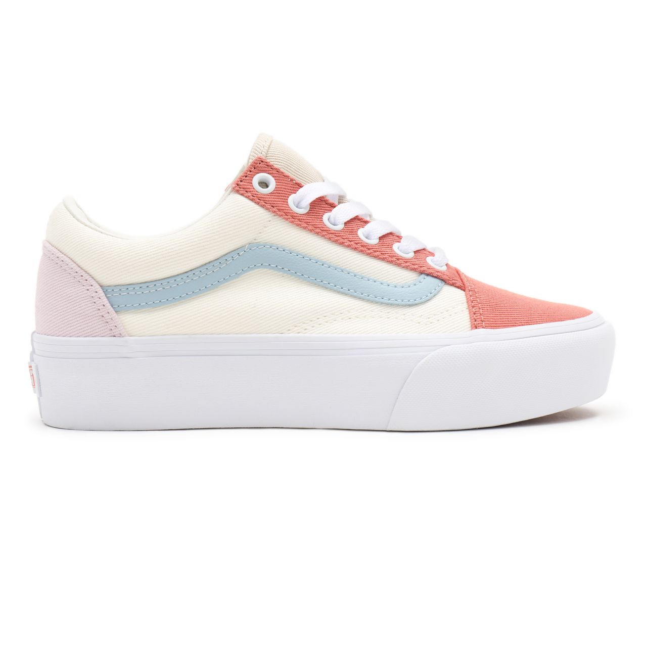 Vans Twill Old Skool Platform White Classic Womens - (Twill) pastel block/true white VN0A5KX99MK Shoes