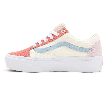 Vans Twill Old Skool Platform White Classic Womens - (Twill) pastel block/true white VN0A5KX99MK Shoes