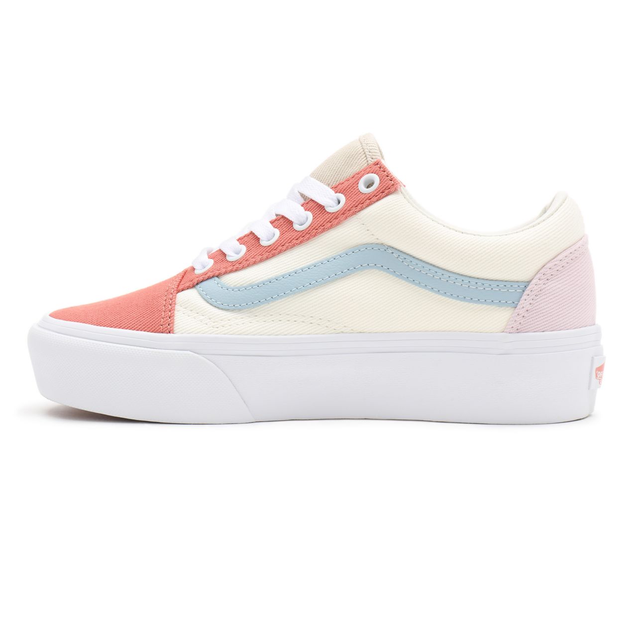 Vans Twill Old Skool Platform White Classic Womens - (Twill) pastel block/true white VN0A5KX99MK Shoes