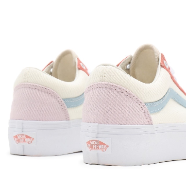 Vans Twill Old Skool Platform White Classic Womens - (Twill) pastel block/true white VN0A5KX99MK Shoes