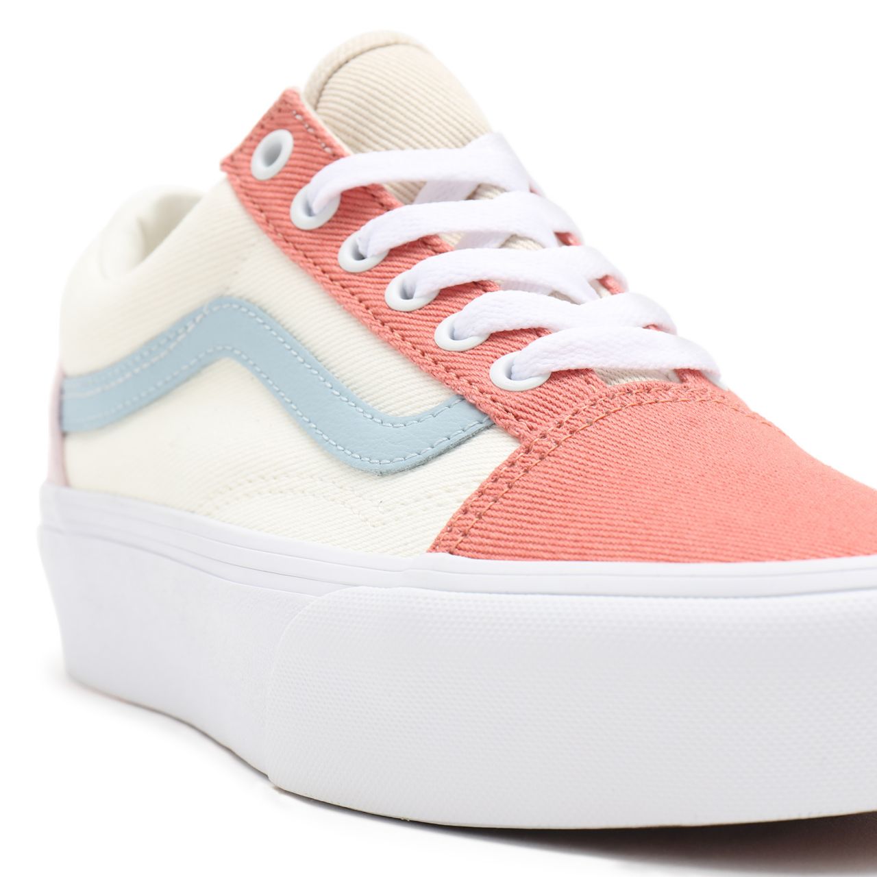 Vans Twill Old Skool Platform White Classic Womens - (Twill) pastel block/true white VN0A5KX99MK Shoes