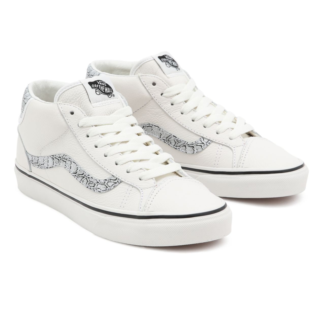 Vans Animal Mid Skool 37 White Classic Womens - (Animal) Blanc De Blanc/Silver VN0A3TKF913 Shoes