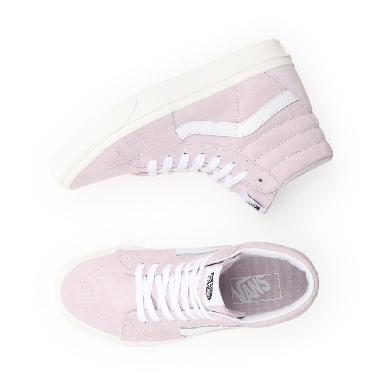 Vans Pig Suede Sk8-Hi Pink Classic Womens - (Pig Suede) orchid ice/snow white VN0A32QG9G4 Shoes