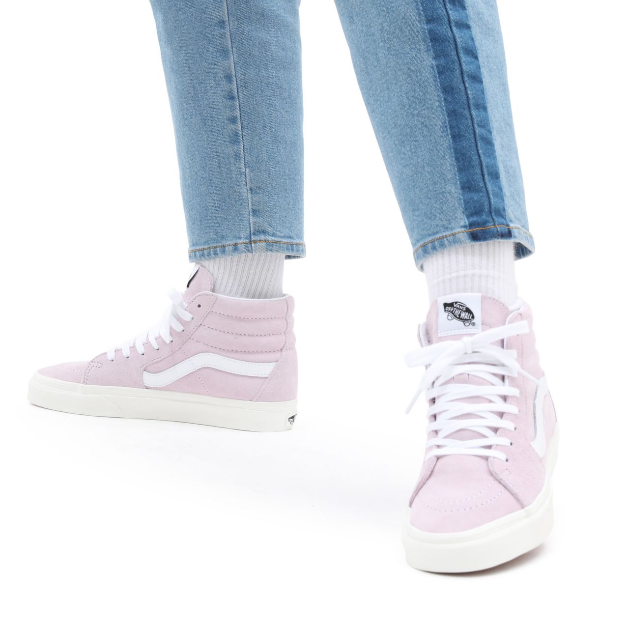 Vans Pig Suede Sk8-Hi Pink Classic Womens - (Pig Suede) orchid ice/snow white VN0A32QG9G4 Shoes