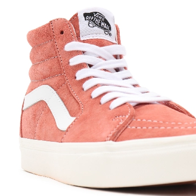 Vans Pig Suede Sk8-Hi Pink Classic Womens - (Pig Suede) terra cotta/snow white VN0A32QG9GA Shoes