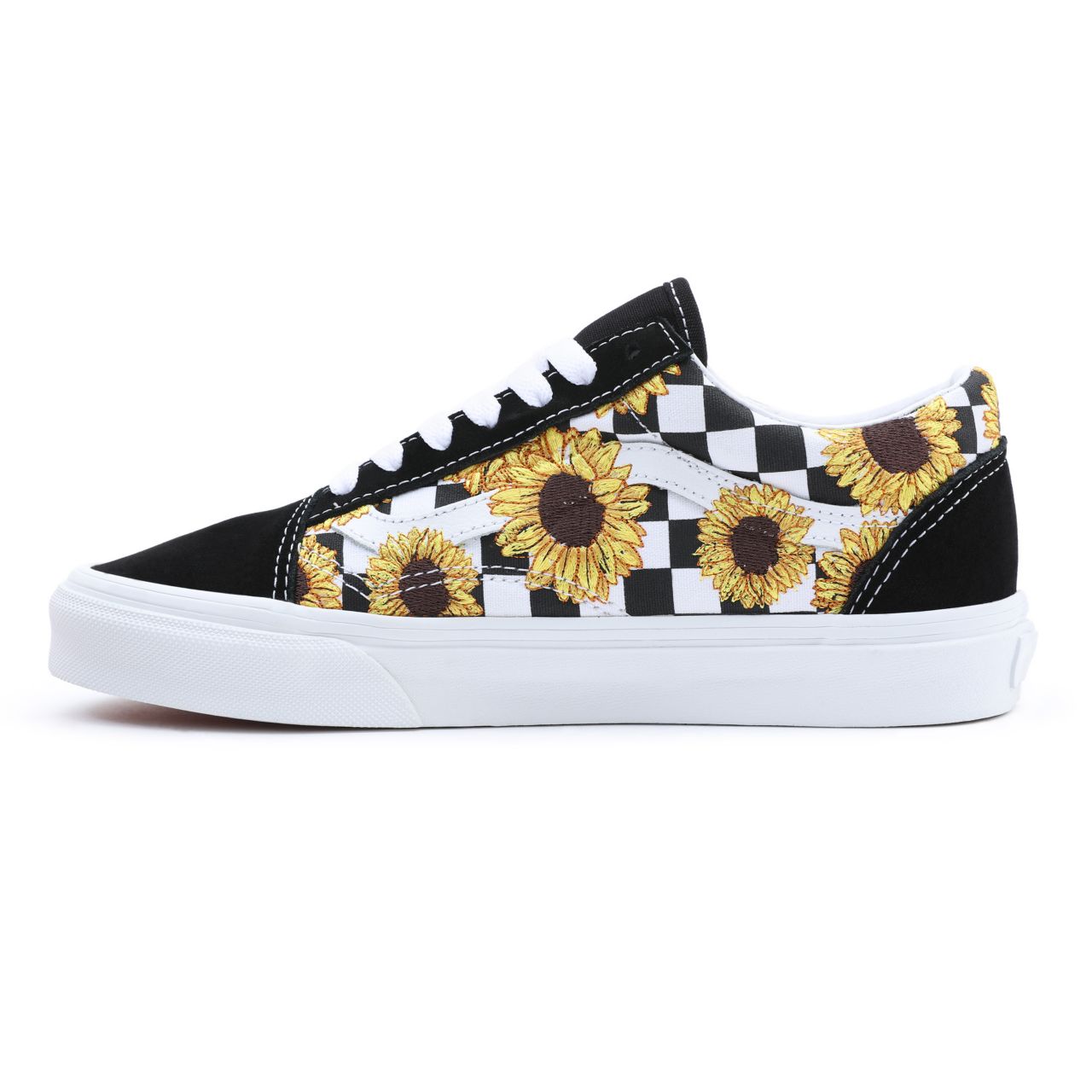 Vans Sunflower Embroidery Old Skool Black Classic Womens - (Sunflower Embroidery) black/true white VN0A7Q2J682 Shoes