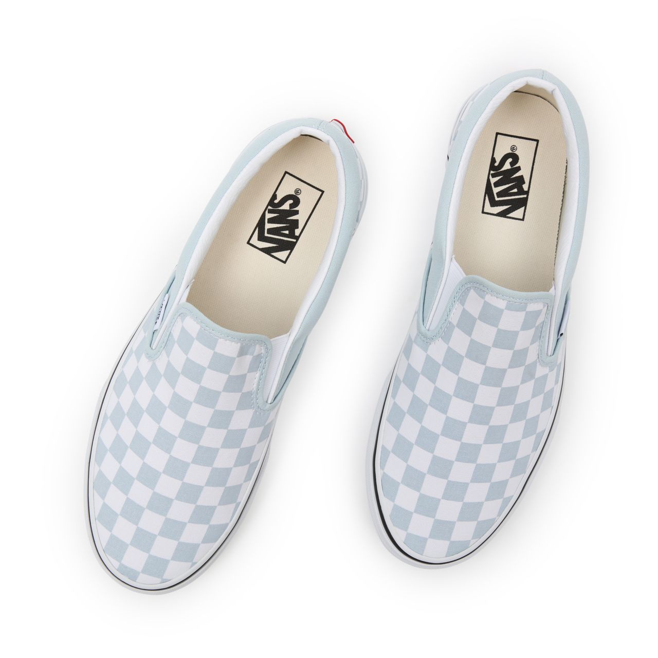 Vans Checkerboard Classic Slip-On Blue Classic Womens - (Checkerboard) Baby Blue/True White VN0A38F7QCK Shoes