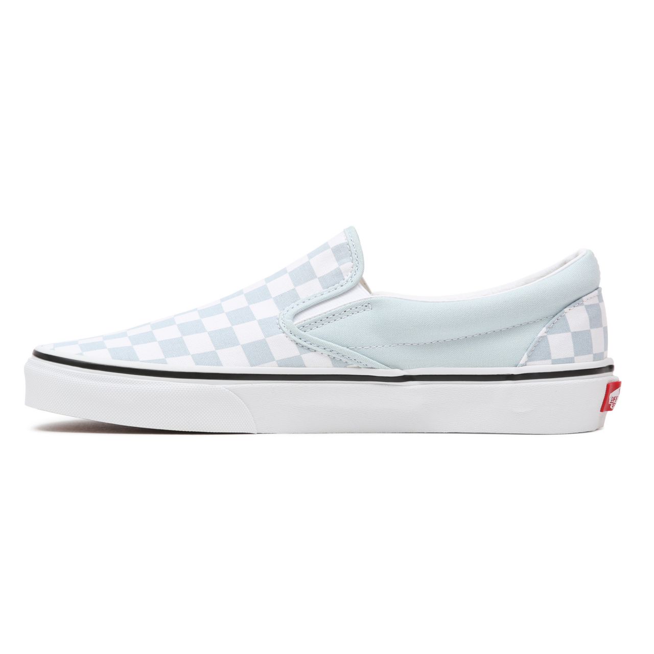 Vans Checkerboard Classic Slip-On Blue Classic Womens - (Checkerboard) Baby Blue/True White VN0A38F7QCK Shoes