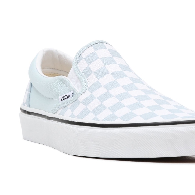 Vans Checkerboard Classic Slip-On Blue Classic Womens - (Checkerboard) Baby Blue/True White VN0A38F7QCK Shoes