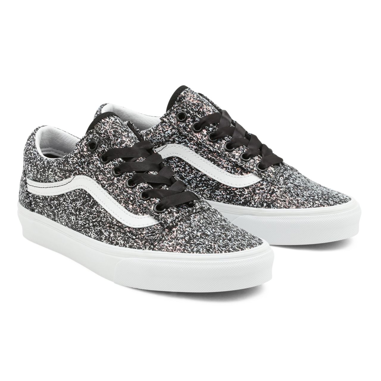 Vans Shiny Party Old Skool Black Classic Womens - (Shiny Party) Black/True White VN0A5KRF8N9 Shoes