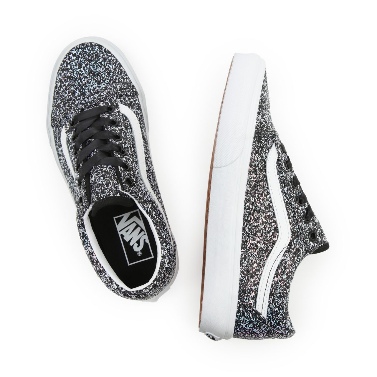 Vans Shiny Party Old Skool Black Classic Womens - (Shiny Party) Black/True White VN0A5KRF8N9 Shoes