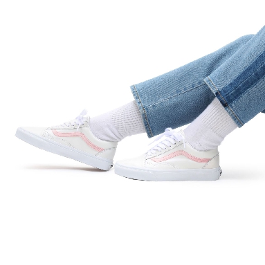 Vans Velvet Sidestripe Old Skool White Classic Womens - (Velvet Sidestripe) powder pink/true white VN0A38G19XL Shoes