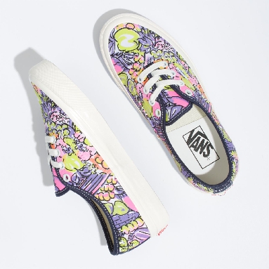 Vans Anaheim Factory Authentic 44 DX Purple Classic Womens - (Anaheim Factory) parisian night/og veggies print VN0A54F29GR Shoes