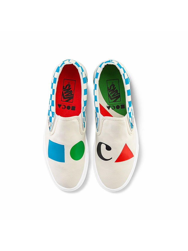 Vans x Moca Slip-On Checkerboard Mens Womens - Logo/Cyan VN000XG88MY Shoes