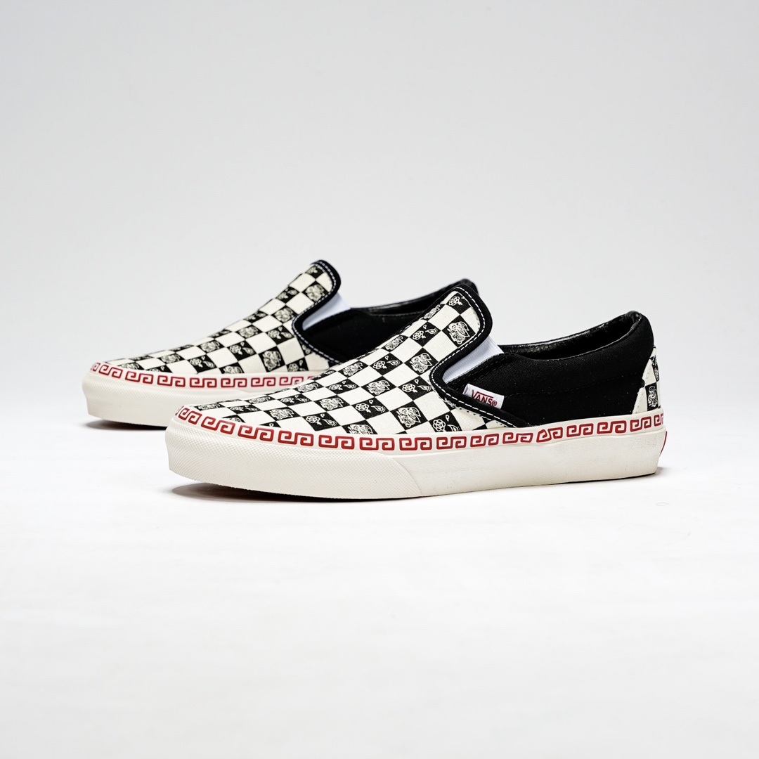 Vans Year Of The Rabbit Slip-On Checkerboard Mens Womens - Black/White VN0A5JLXBMA Shoes