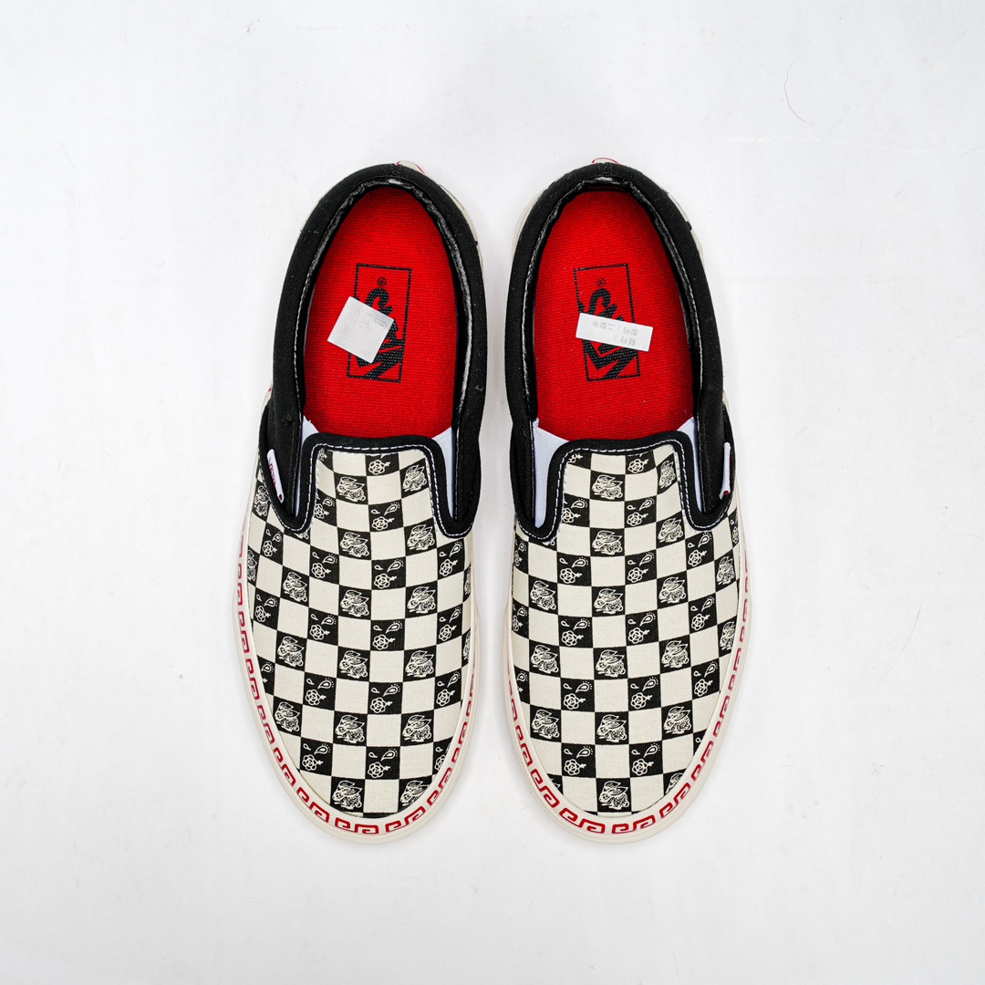 Vans Year Of The Rabbit Slip-On Checkerboard Mens Womens - Black/White VN0A5JLXBMA Shoes