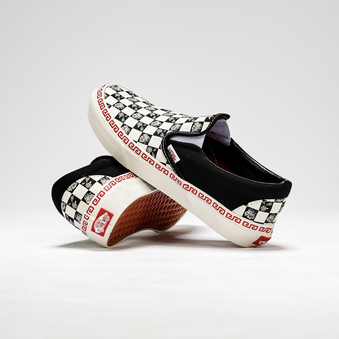 Vans Year Of The Rabbit Slip-On Checkerboard Mens Womens - Black/White VN0A5JLXBMA Shoes