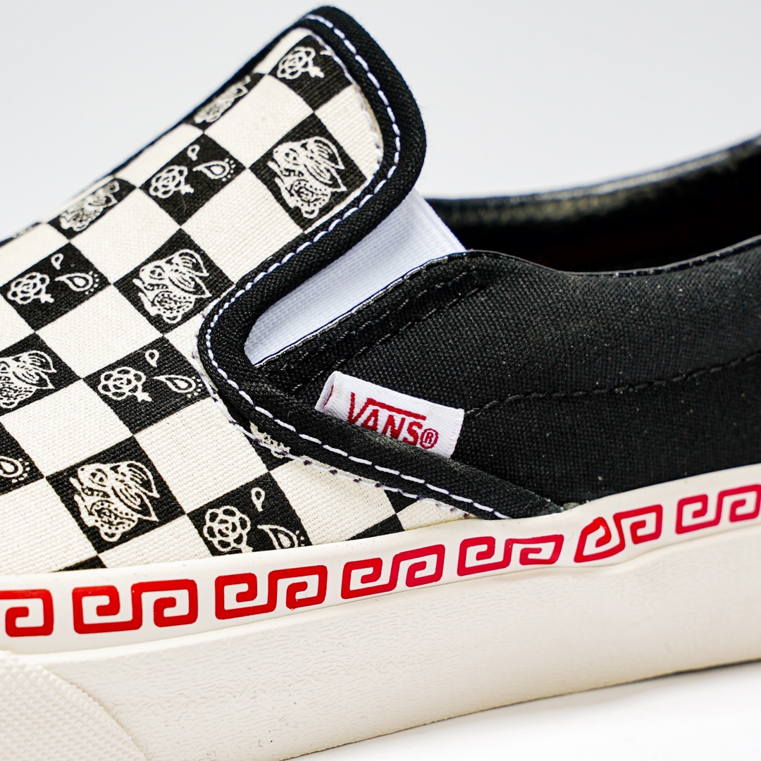 Vans Year Of The Rabbit Slip-On Checkerboard Mens Womens - Black/White VN0A5JLXBMA Shoes