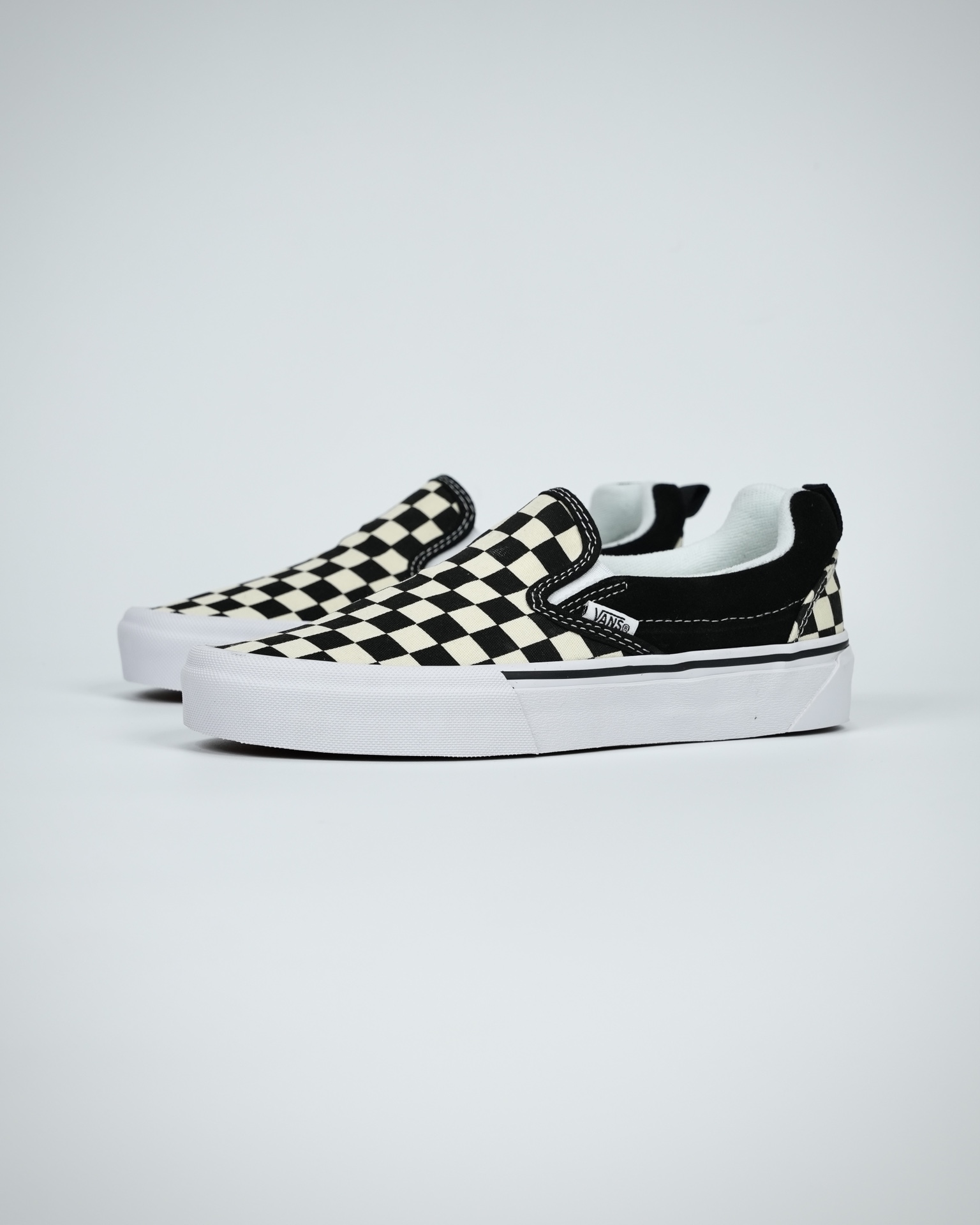 Vans Knu Slip Checkerboard Mens Womens - Black/True White VN0009QDQXH Shoes