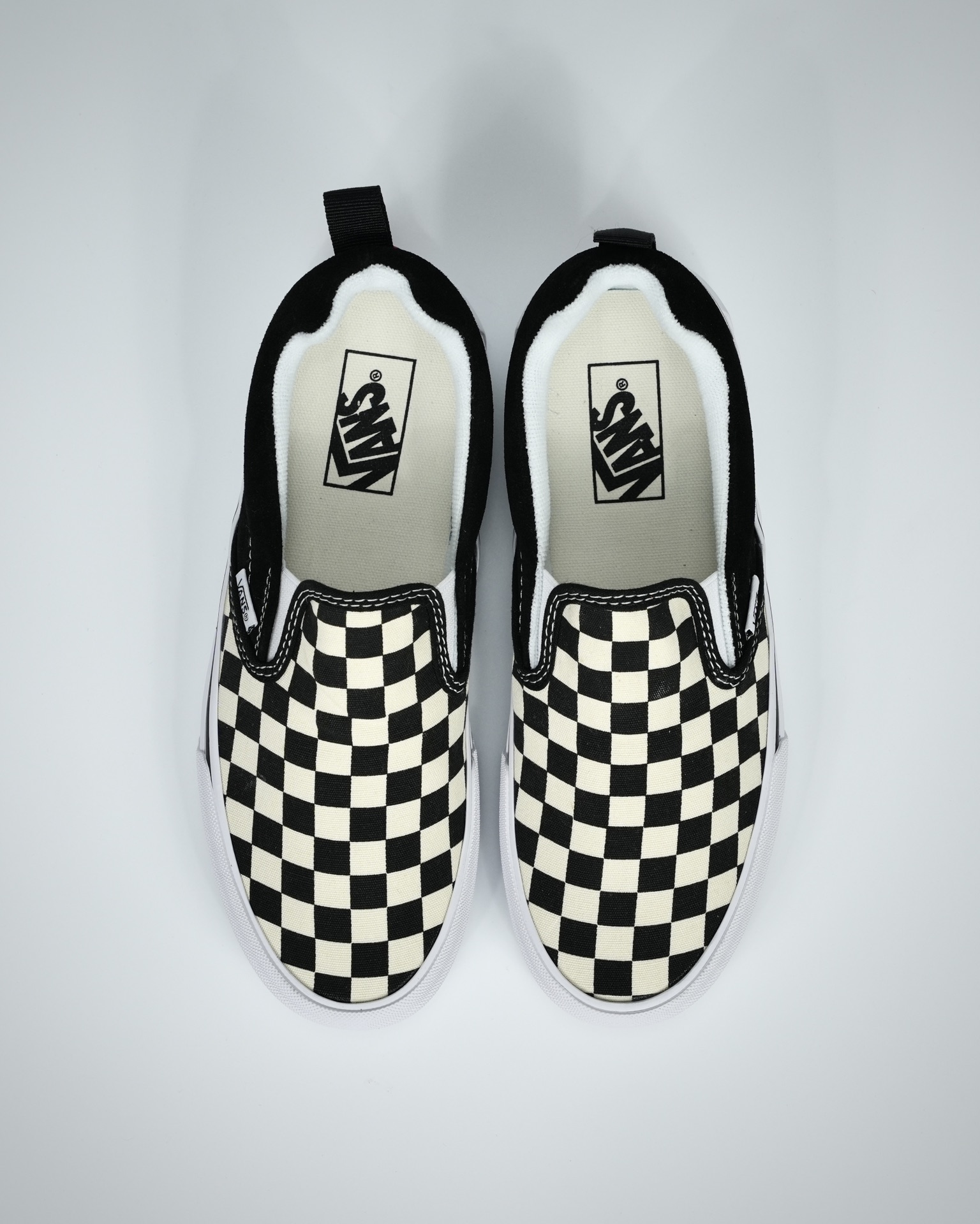 Vans Knu Slip Checkerboard Mens Womens - Black/True White VN0009QDQXH Shoes