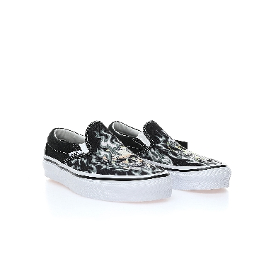 Vans Slip-On Flame Skull Mens Womens - Black/True White VN0009Q7BMX Shoes