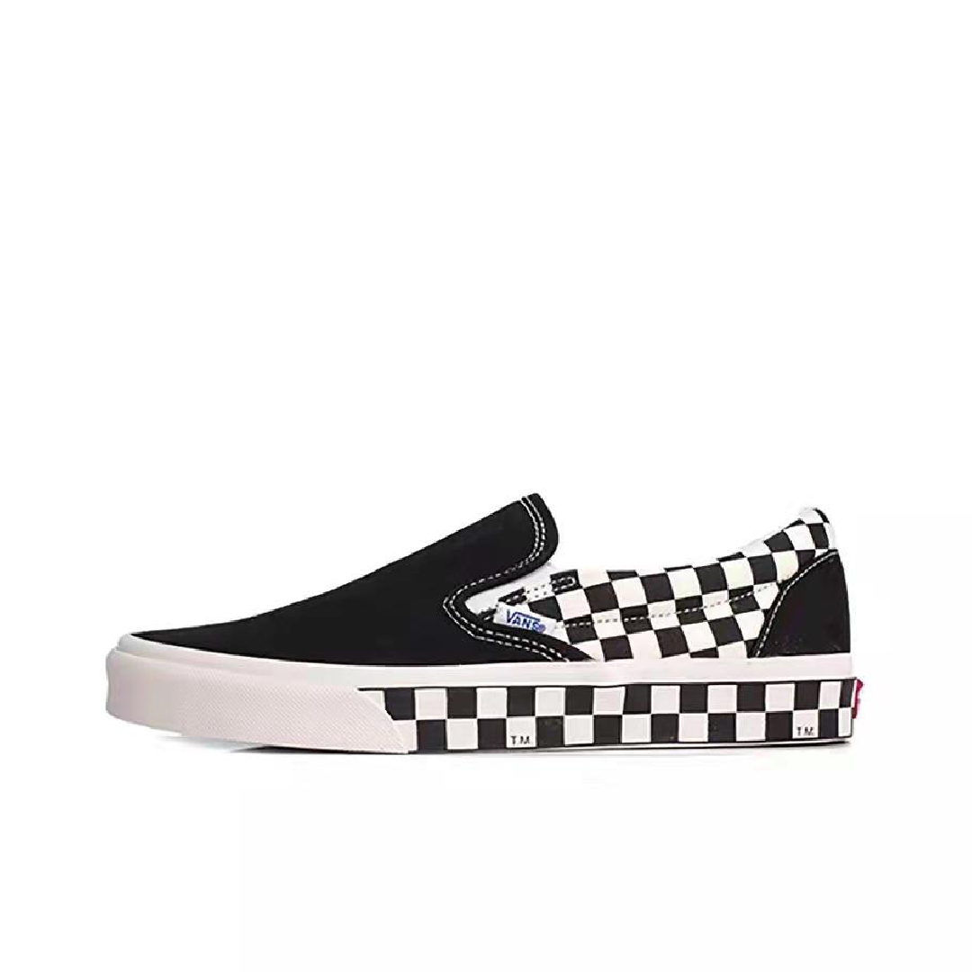 Vans Slip-On Sidewall Checkerboard Mens Womens - Black/White VN0A38F7RA9 Shoes