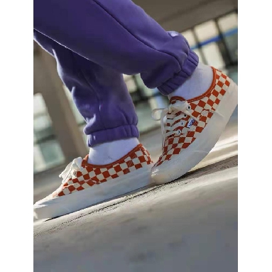 Vans Anaheim Factory Authentic 44 DX Checkerboard Mens Womens - Orange/White VN0A5KX4BTO Shoes