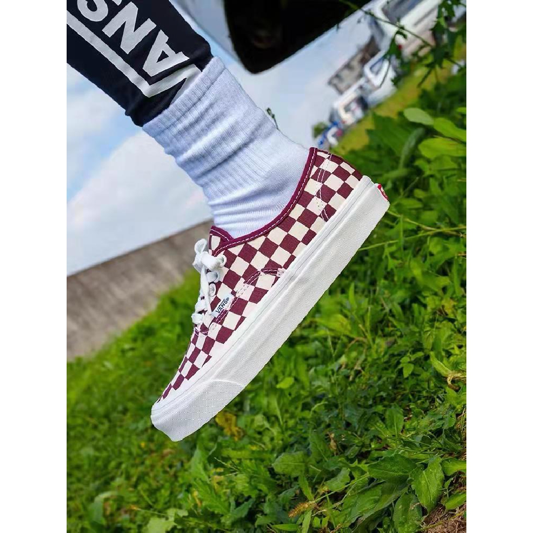 Vans Anaheim Factory Authentic 44 DX Checkerboard Mens Womens - Port Royale/Red VN0005U84QU Shoes