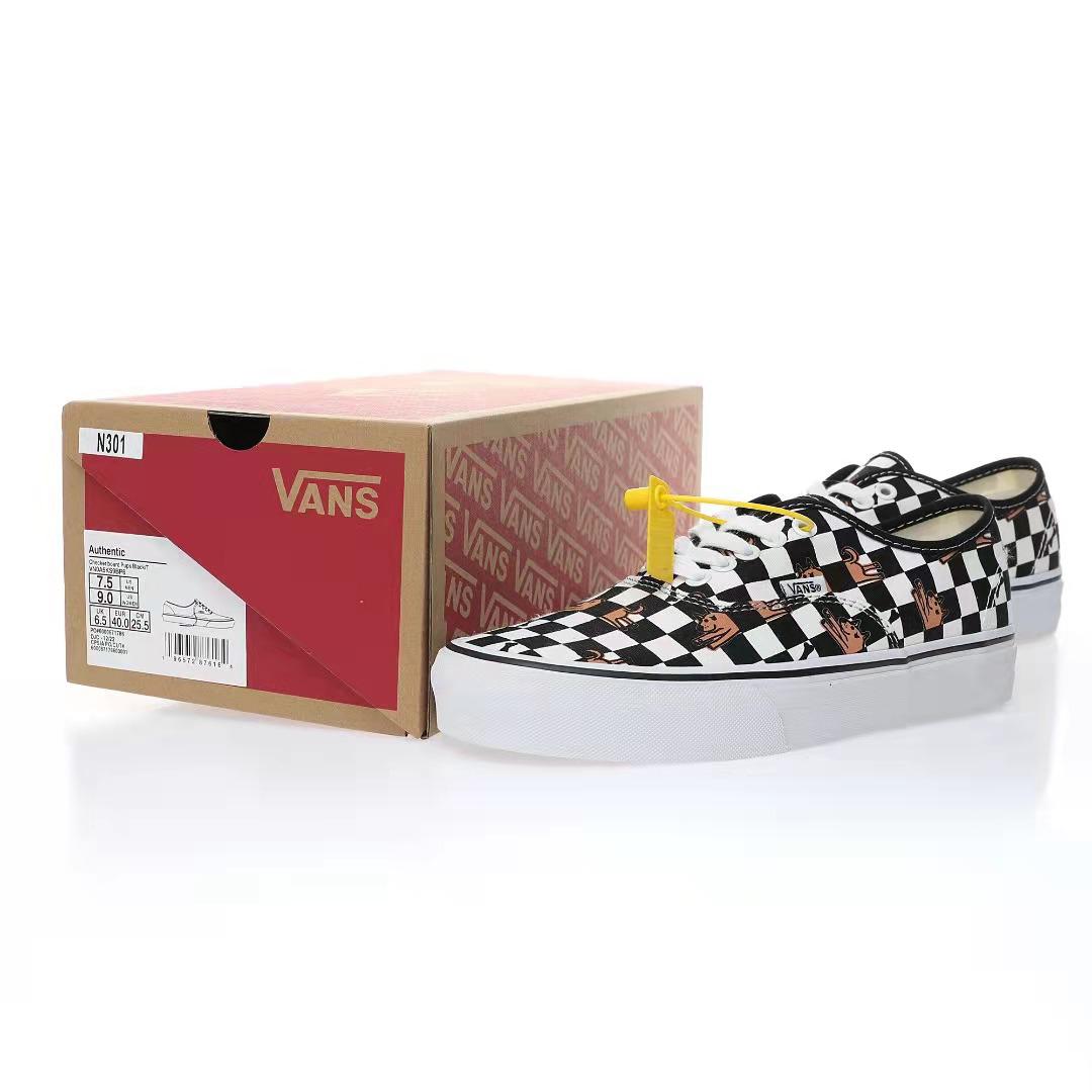 Vans Wallpaper Authentic Checkerboard Mens Womens - Black/White VN0A5KS9BP6 Shoes