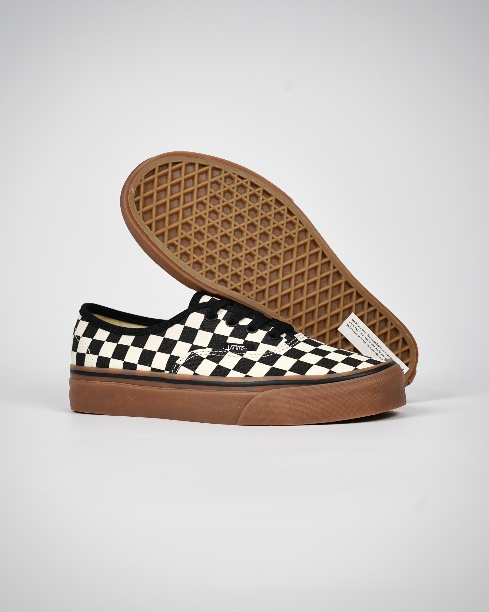 Vans Authentic Checkerboard Mens Womens - Black/White/Gum VN0004MKIBB Shoes