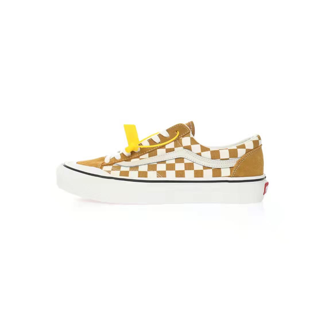 Vans Style 136 SF Checkerboard Mens Womens - Mustard Gold/Marshmallow VN0A3ZCJB9I Shoes