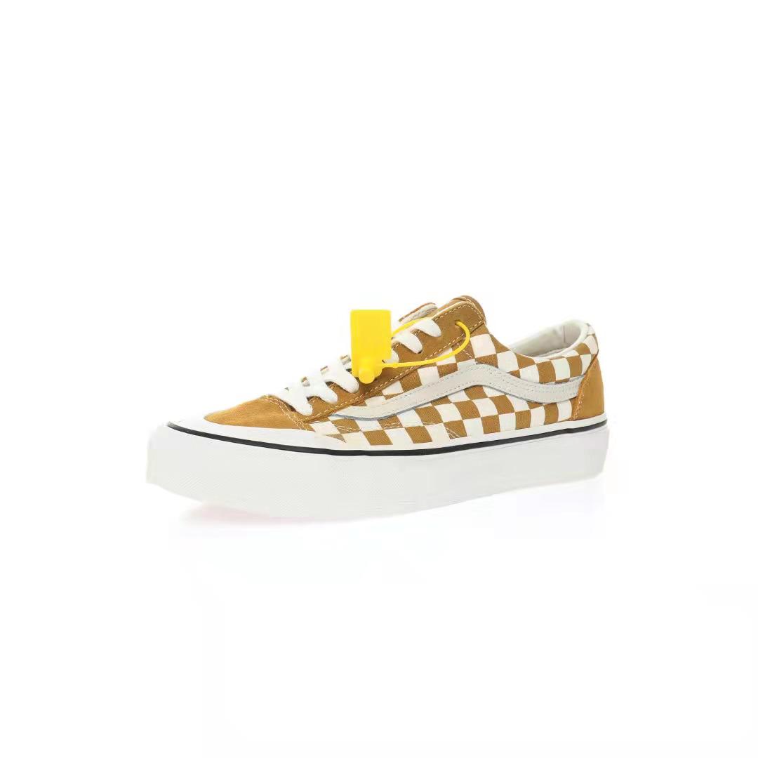 Vans Style 136 SF Checkerboard Mens Womens - Mustard Gold/Marshmallow VN0A3ZCJB9I Shoes