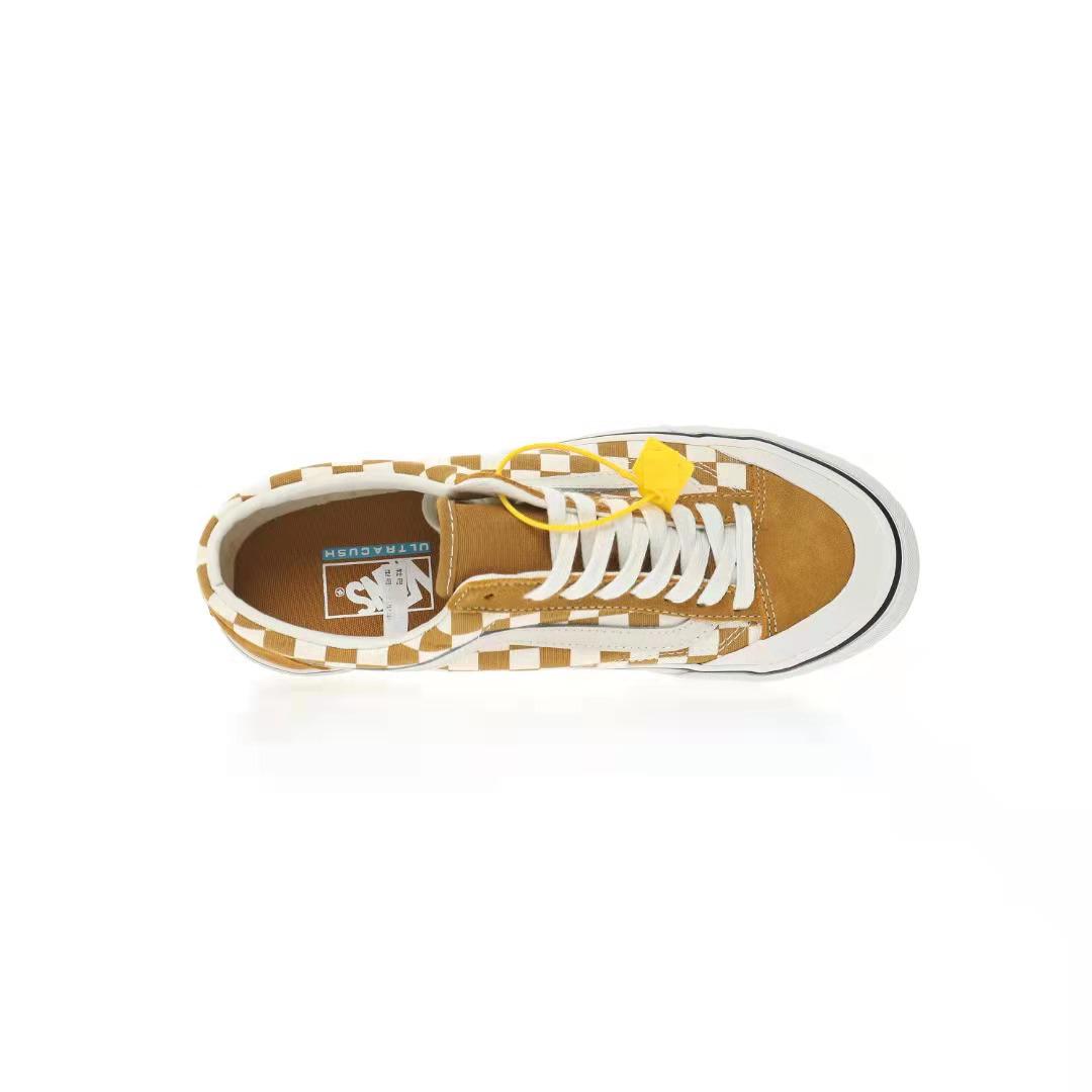 Vans Style 136 SF Checkerboard Mens Womens - Mustard Gold/Marshmallow VN0A3ZCJB9I Shoes