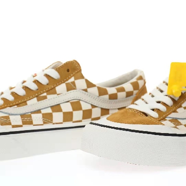 Vans Style 136 SF Checkerboard Mens Womens - Mustard Gold/Marshmallow VN0A3ZCJB9I Shoes