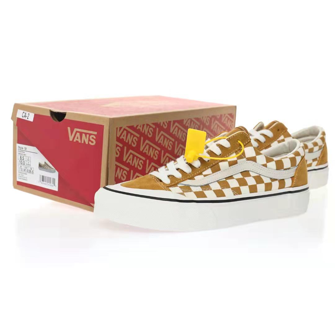 Vans Style 136 SF Checkerboard Mens Womens - Mustard Gold/Marshmallow VN0A3ZCJB9I Shoes