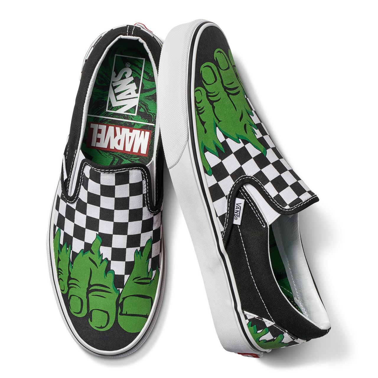 Vans X Marvel Classic Slip-On Classic Mens Womens - (Marvel) Hulk/Checkerboard VA38F7U44 Shoes