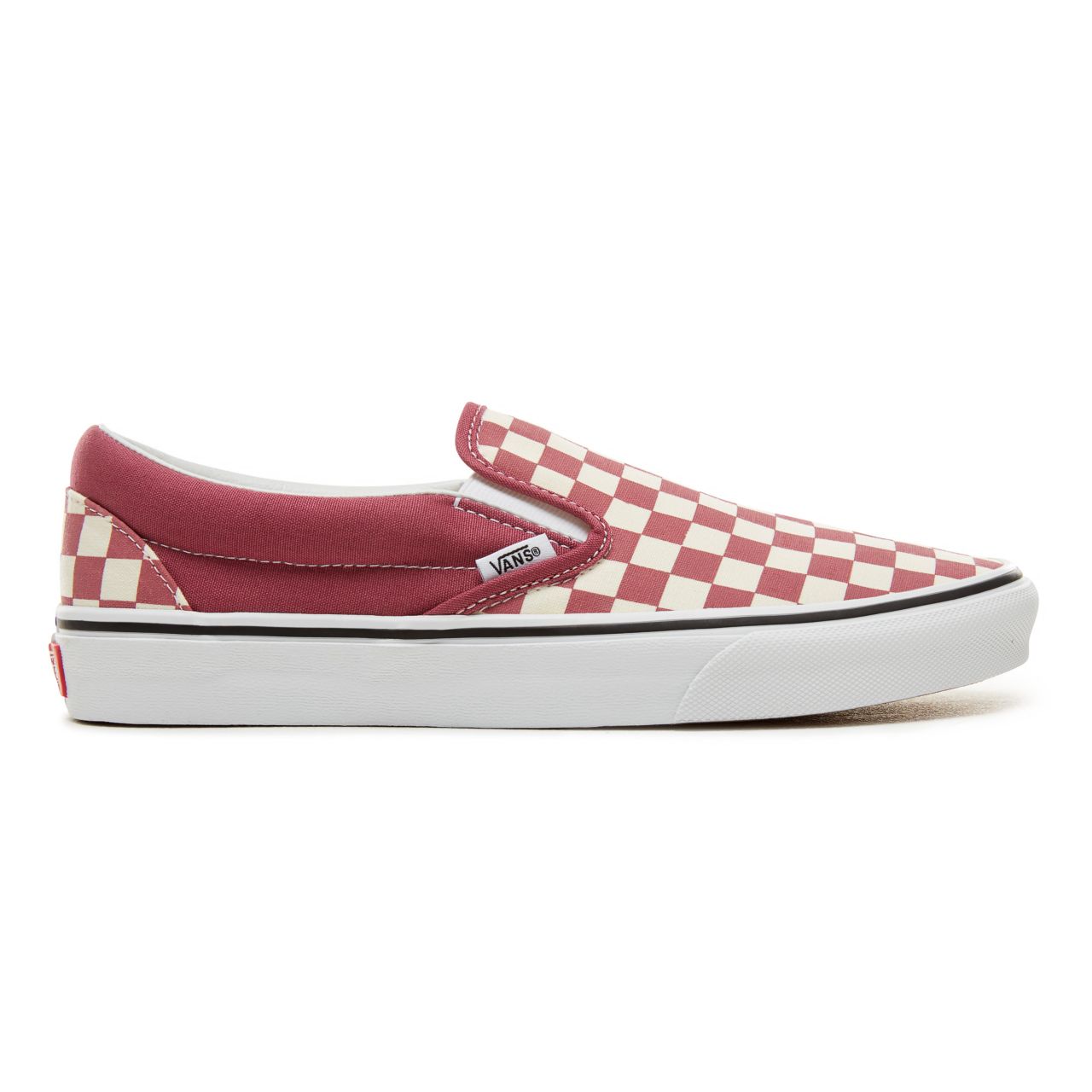 Vans Color Theory Checkerboard Classic Slip-On Classic (Unisex) Mens Womens - (Checkerboard) Dry Rose/White VA38F7U7A Shoes