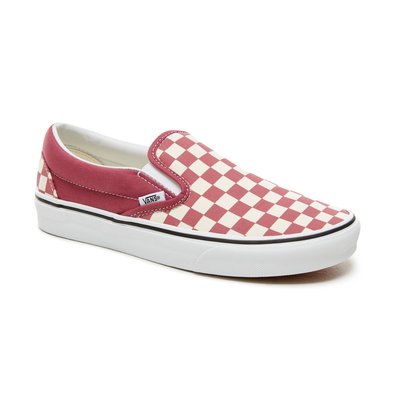 Vans Color Theory Checkerboard Classic Slip-On Classic (Unisex) Mens Womens - (Checkerboard) Dry Rose/White VA38F7U7A Shoes