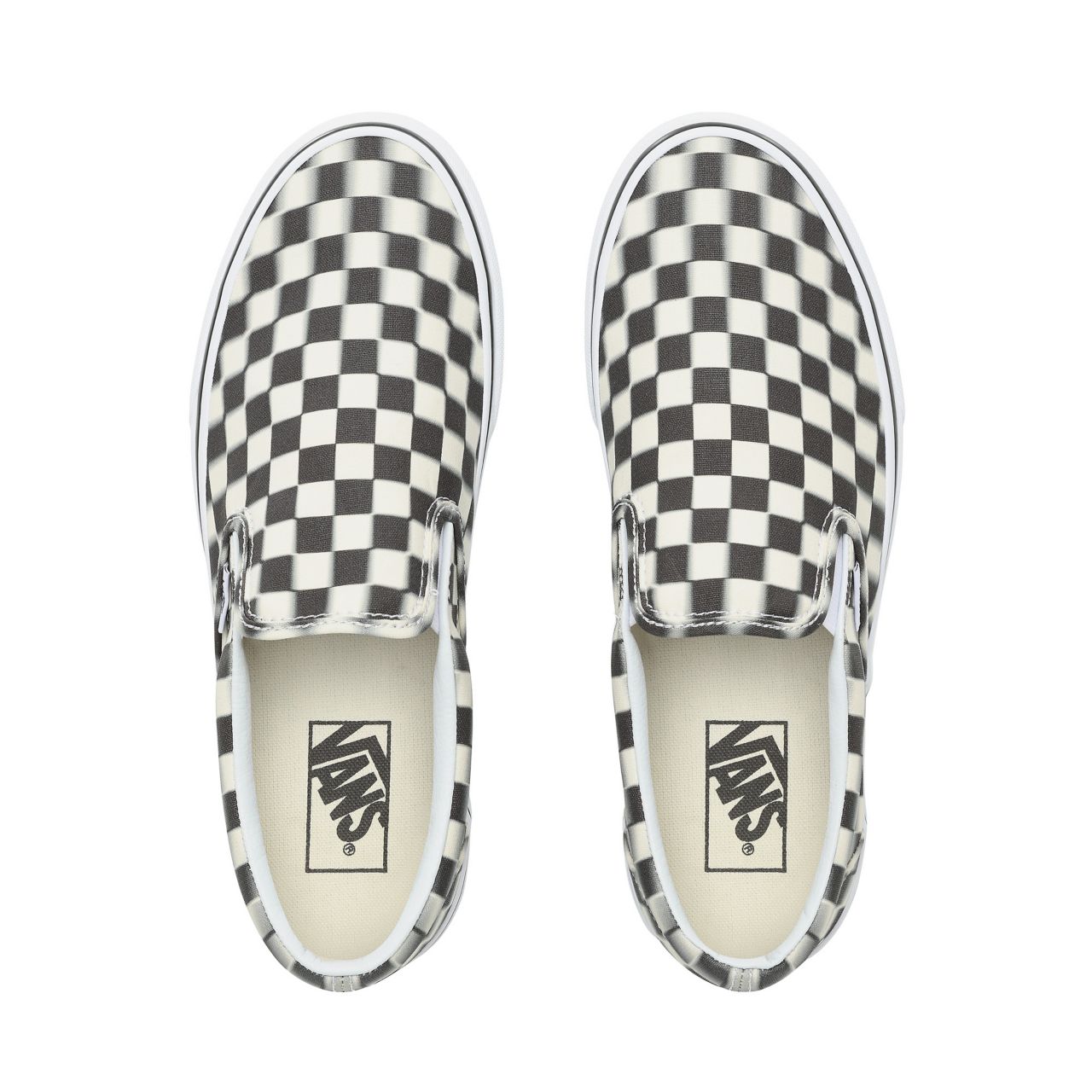 Vans Blur Check Slip-On Classic Mens Womens - (Blur Check) Black/Classic White VN0A38F7VJM Shoes