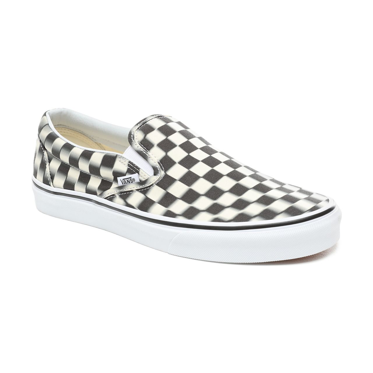 Vans Blur Check Slip-On Classic Mens Womens - (Blur Check) Black/Classic White VN0A38F7VJM Shoes