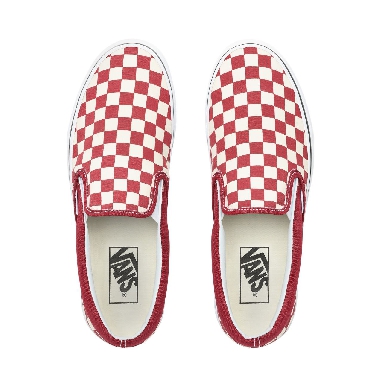 Vans Checkerboard Slip-On Classic Mens Womens - (Checkerboard) Rumba Red/True White VN0A38F7VLW Shoes