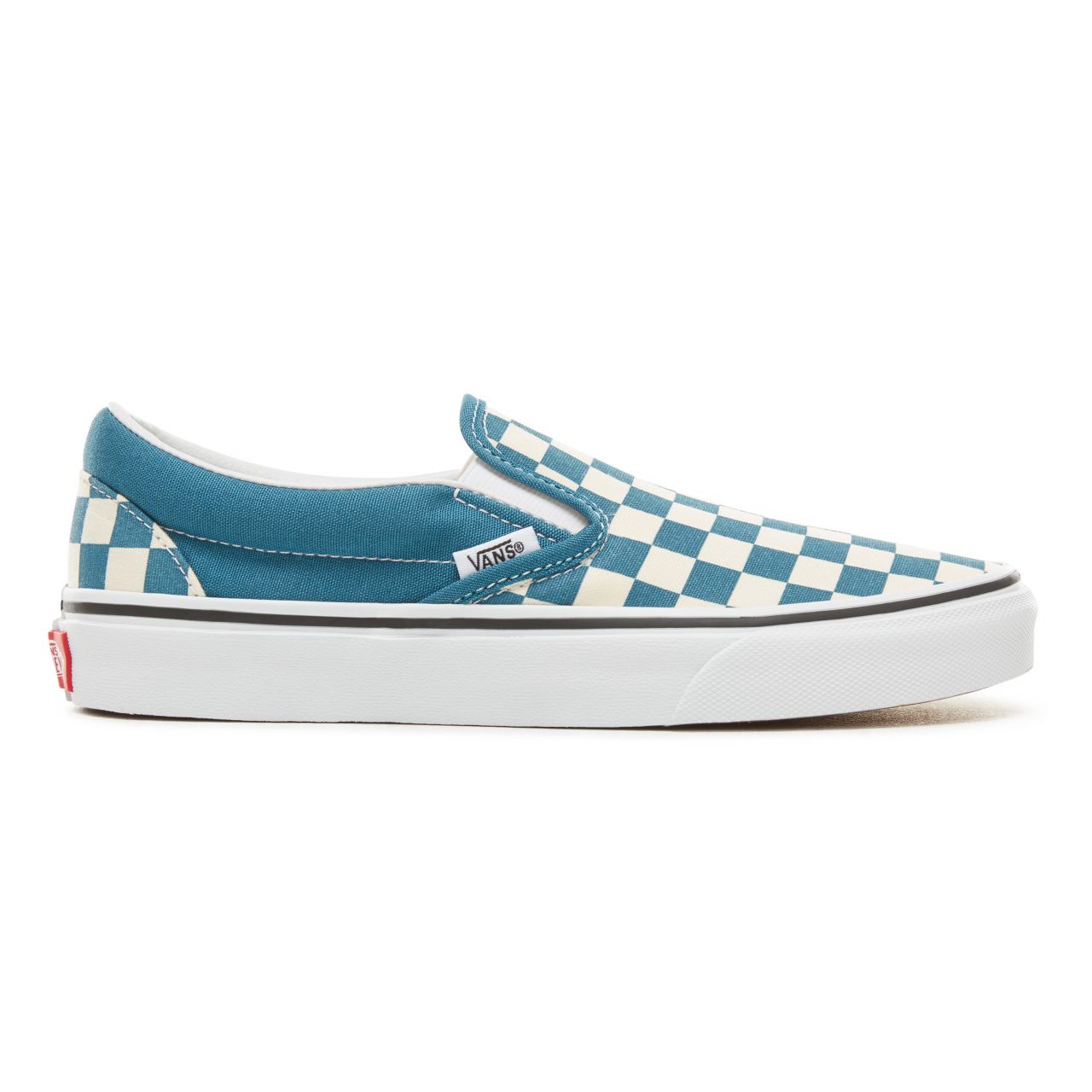 Vans Color Theory Checkerboard Classic Slip-On Classic (Unisex) Mens Womens - (Checkerboard) Corsair/True White VA38F7U78 Shoes