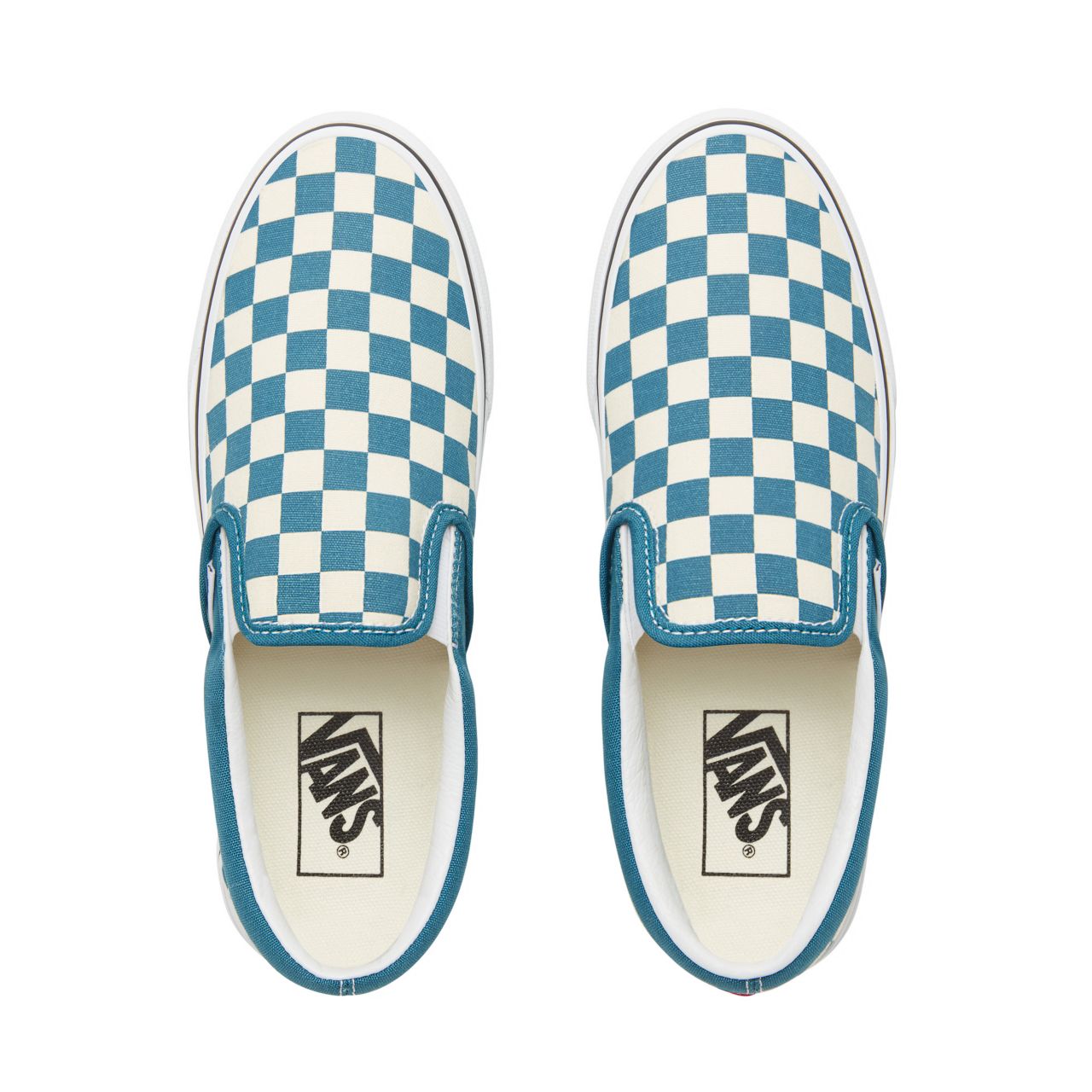 Vans Color Theory Checkerboard Classic Slip-On Classic (Unisex) Mens Womens - (Checkerboard) Corsair/True White VA38F7U78 Shoes