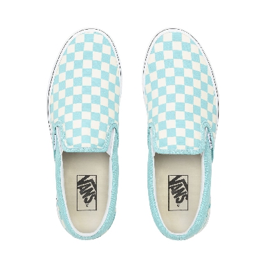 Vans Checkerboard Slip-On Classic Mens Womens - (Checkerboard) Aqua Haze/True White VN0A38F7VLU Shoes