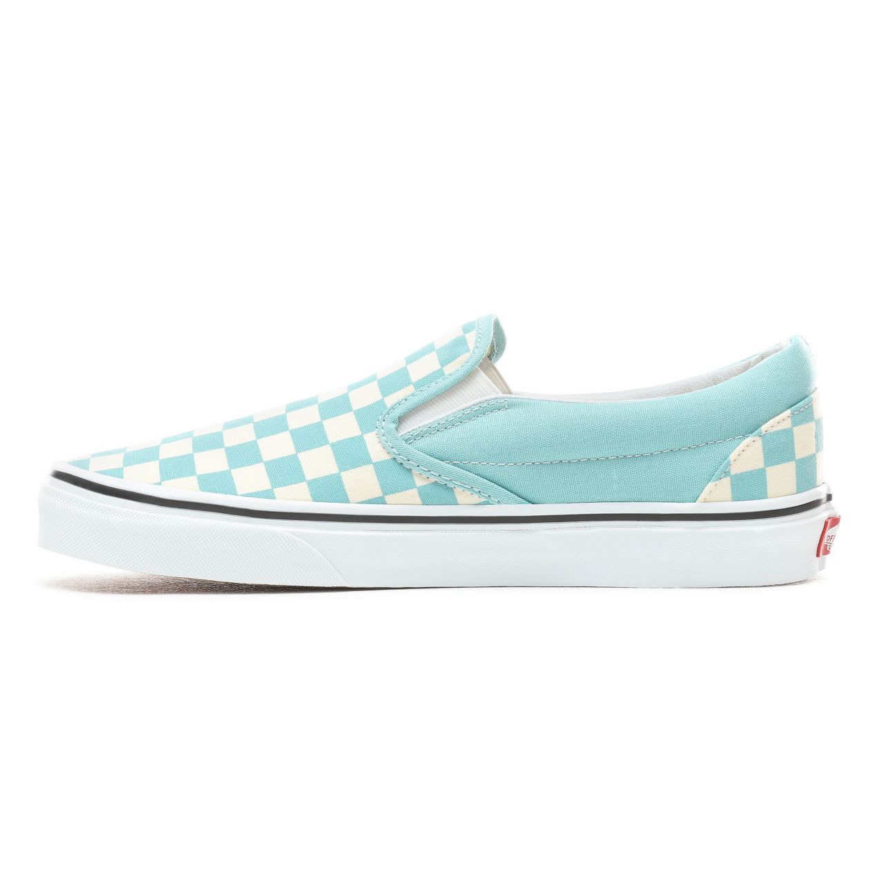 Vans Checkerboard Slip-On Classic Mens Womens - (Checkerboard) Aqua Haze/True White VN0A38F7VLU Shoes