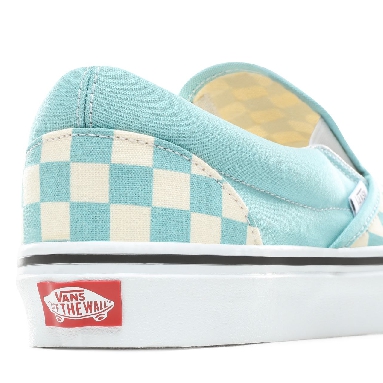 Vans Checkerboard Slip-On Classic Mens Womens - (Checkerboard) Aqua Haze/True White VN0A38F7VLU Shoes