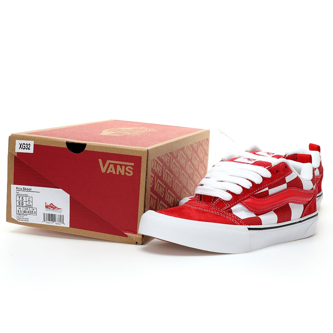 Vans Knu Skool Checkerboard Mens Womens - Mega Check Red/White VN0009QCRED Shoes