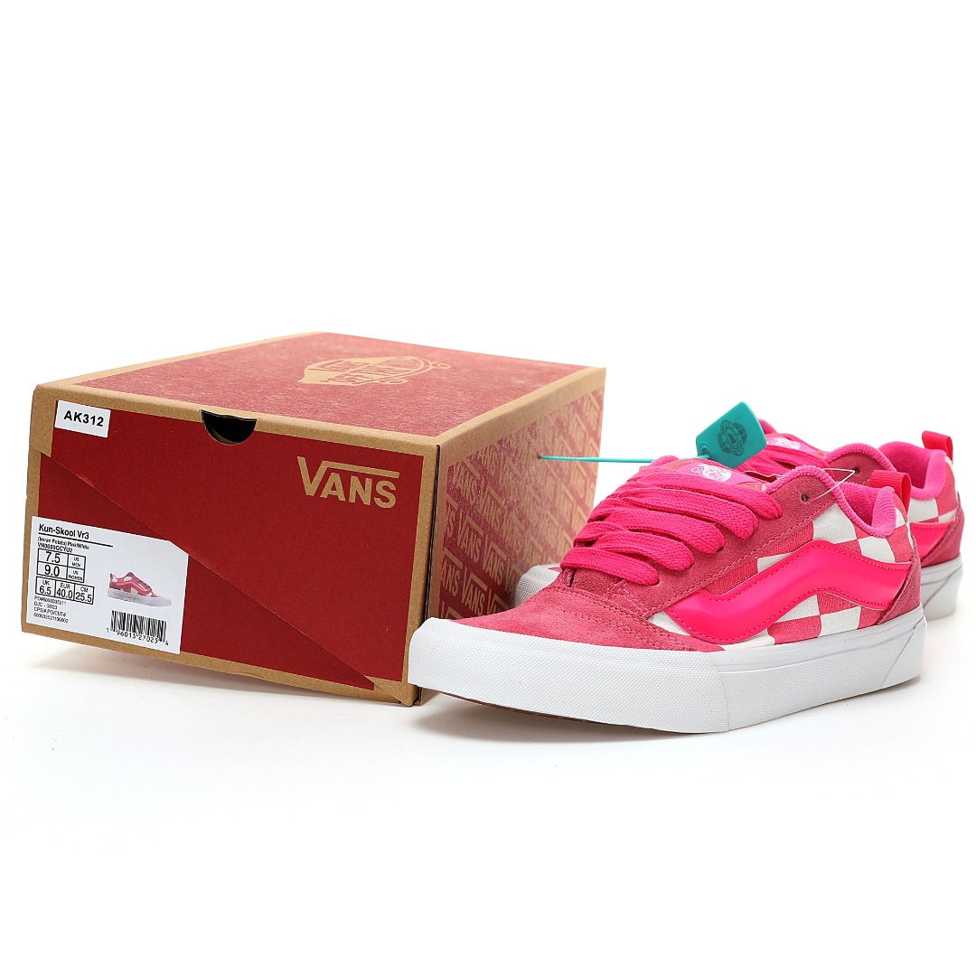 Vans Knu Skool Checkerboard Mens Womens - Pink/White VN0009QCYU2-1 Shoes