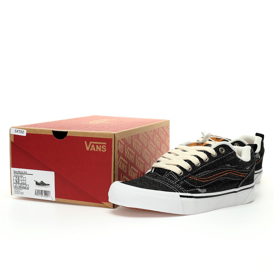 Vans Knu Skool Denim Mens Womens - Black/White VN0007QDBA5-1 Shoes