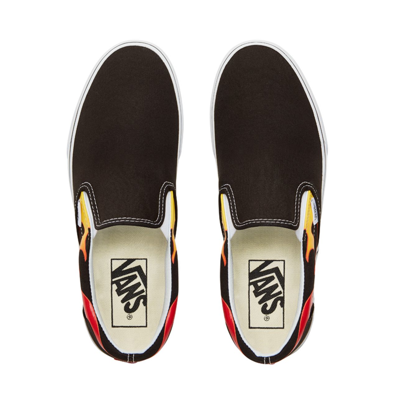 Vans Flame Classic Slip-On Classic Mens Womens - Black-True White VA38F7PHN Shoes